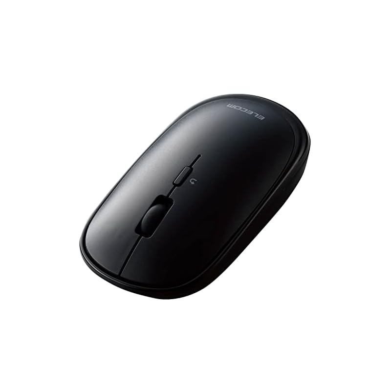 ELECOM Wireless Mouse Bluetooth Slint Slim Silent 4-Button with Presentation Mode Compatible with Windows, Mac, Android, iOS, iPadOS, and FireOS Black