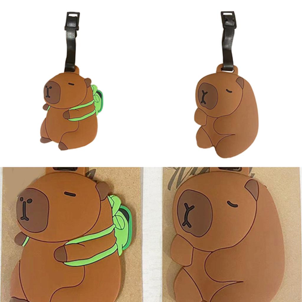 Unique Capybara Bag Pendant Cartoon Luggage Label PVC Identifier Japanese Kawaii Culture Inspired Portable Label