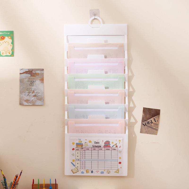 Wall-Mounted Accordion Bag: Multi-Functional A4 Thickened 6-Grid Document Organizer