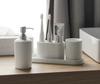 Bathroom Accessories Set  9-Piece Marble White Bathroom Set White Bathroom Accessories with Slim Trash Can Soap Dispenser  Brush