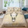 Bull Skull Bedding Set Boho Mandala Duvet Cover for Children Teens Bohemian Feather Print Comforter Cover Animal Skull Pattern