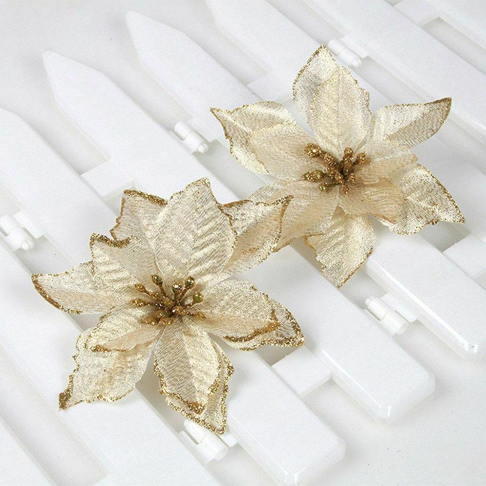 Shiny Artificial Poinsettia Flowers 524PCS for Christmas Decoration