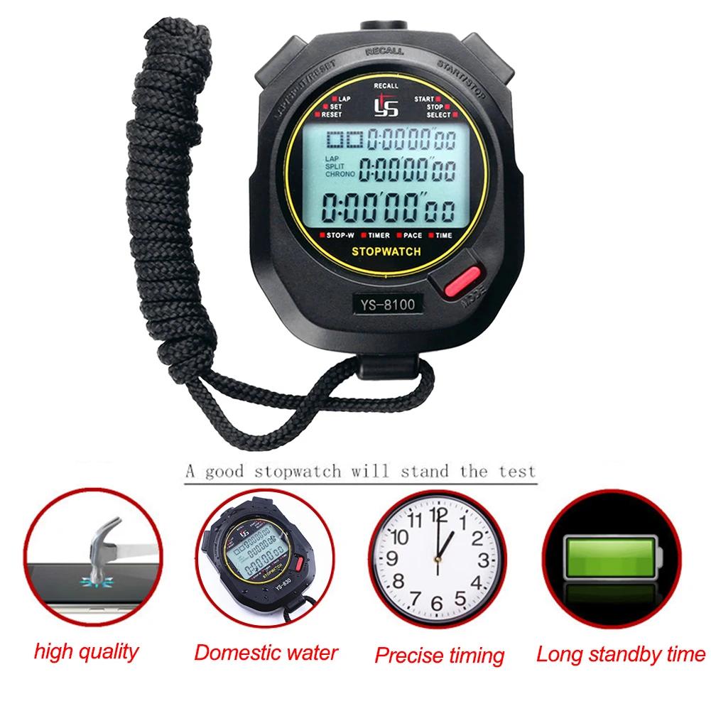 Handheld Digitaler Timer Stoppuhr Chronograph Sporttraining Digitale Chronometer 3 Reihen Anzeige von 10/30/60/100 Runden