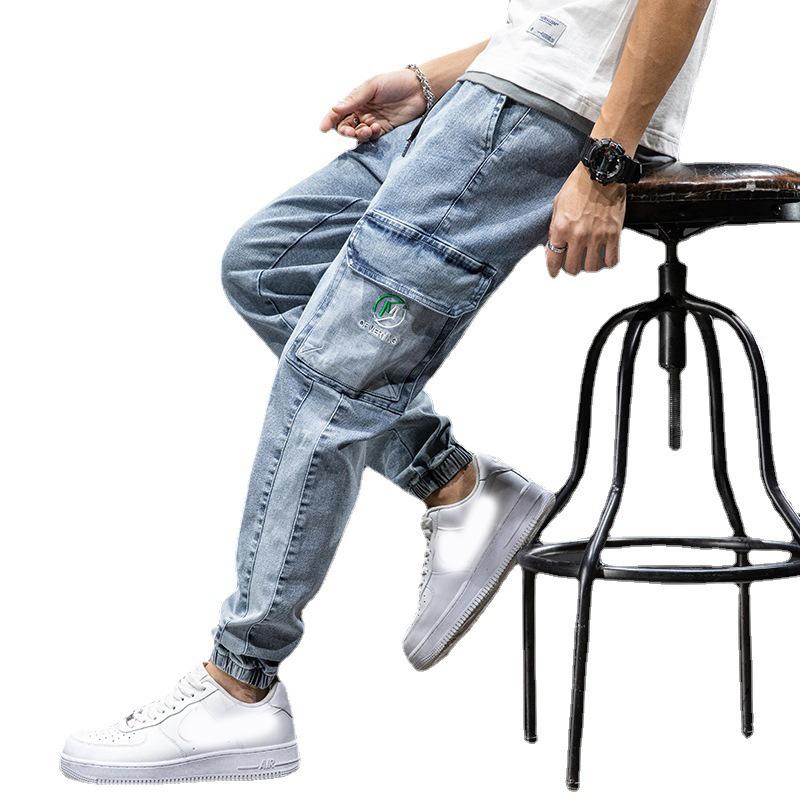 Spring Summer Black Blue Cargo Jeans Men Streetwear Denim Jogger Pants Men Baggy Harem Jean Trousers Plus Size