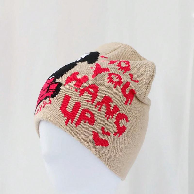 1pc Halloween Skull Goth Knit Fashion Beanie Hats For Men Women Cool Emo Gothic Birthday Christmas Skeleton Spooky Gifts Present