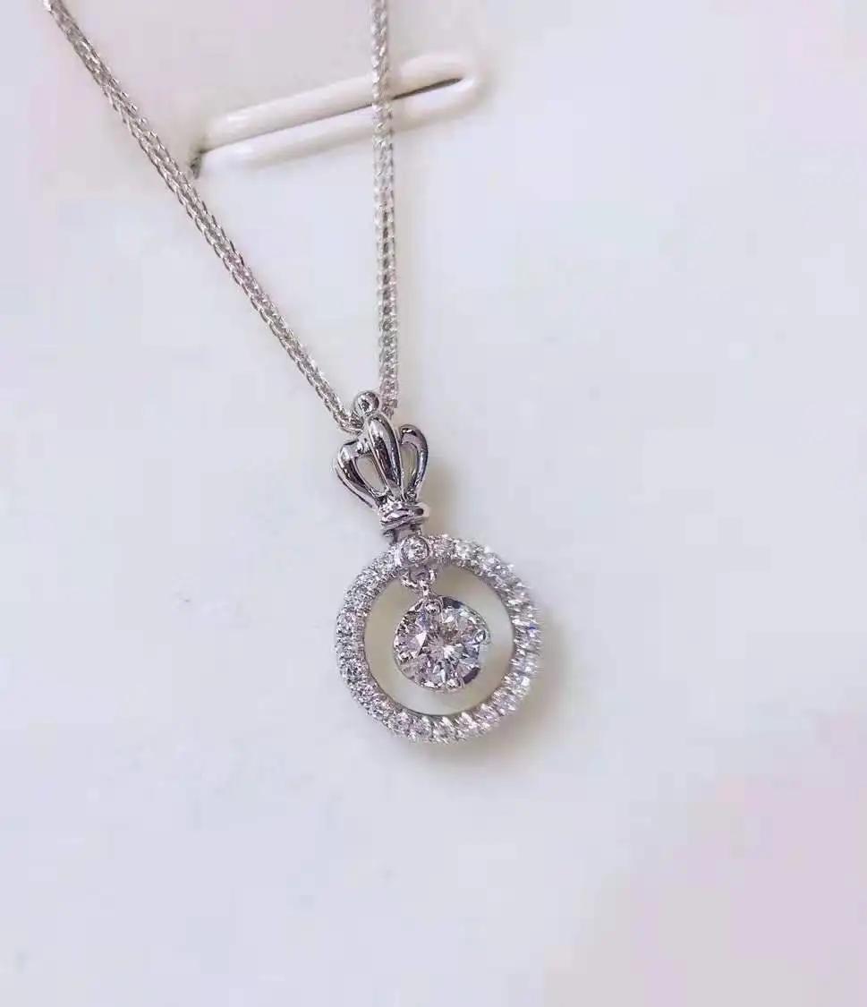 

Подлинное 925 стерлингового серебра 45 см ожерелья с подвеской для женщин VS2 Diamond Bizuteria Collares Mujer Crown Pendant Girls