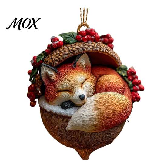 Winter Fairy Tale Tree Baubles Pine Cone Animal Christmas Ornaments, 2D Flat Acrylic Forest Xmas Pendant, Small Exchange Gifts for Cute Hedgehog
