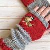 1 Pair Mittens Useful Multi-Functional Durable Women Knitted Handmade Embroidery Gloves for Hiking