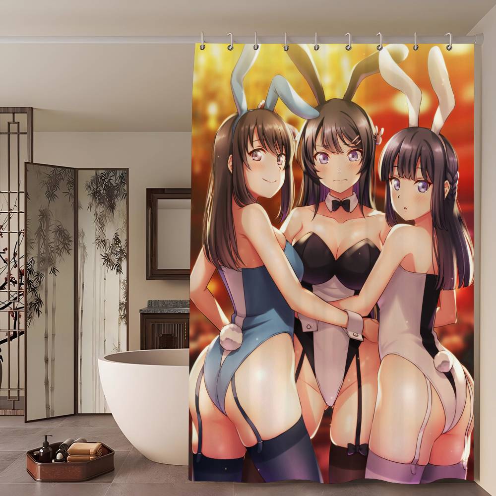 Anime Mai Sakurajima Shower Curtain - Water-Repellent And Leak-Resistant, Mold And Mildew Resistant For