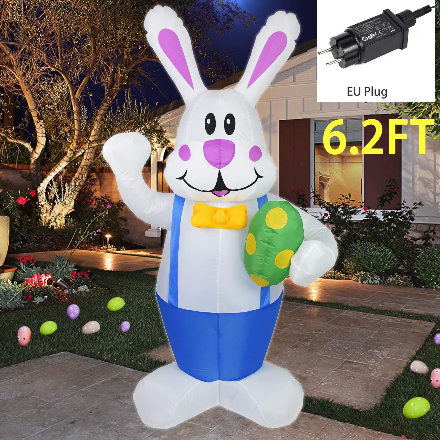 

6,2 фута синий кролик надувные пасхальные надувные украшения светодиодные фонари взорванные украшения для двора Крытый уличный садовый декор