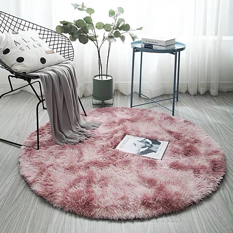 2x2m Round Rug for Bedroom, Super Fluffy Circle Rugs for Baby Nursery Furry Carpet for Children Kids Room, Cute Soft Shaggy Rug for Girls Home Decor