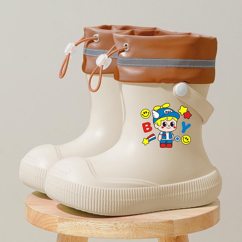 Cartoon Kids' Non-Slip Rain Boots with Drawstring, Lightweight and Elastic for Boys and Girls