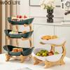 Multilevel Fruit Bowl Set Minimalist Serving Tray 2 Tier 3 Tier Plastic Snack Dish for Living Room