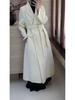 Urban Silhouette: Women's Double-Breasted Wool Coat with Suit Collar, Korean Style Slimming Design for Fall/Winter.
