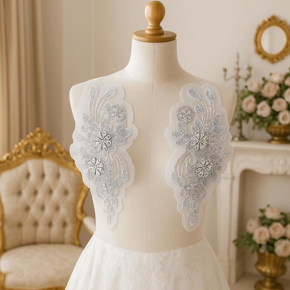 Flower Design Lace Flower Applique Rhinestones Dress Patches Patch Repair  Wedding Dresses