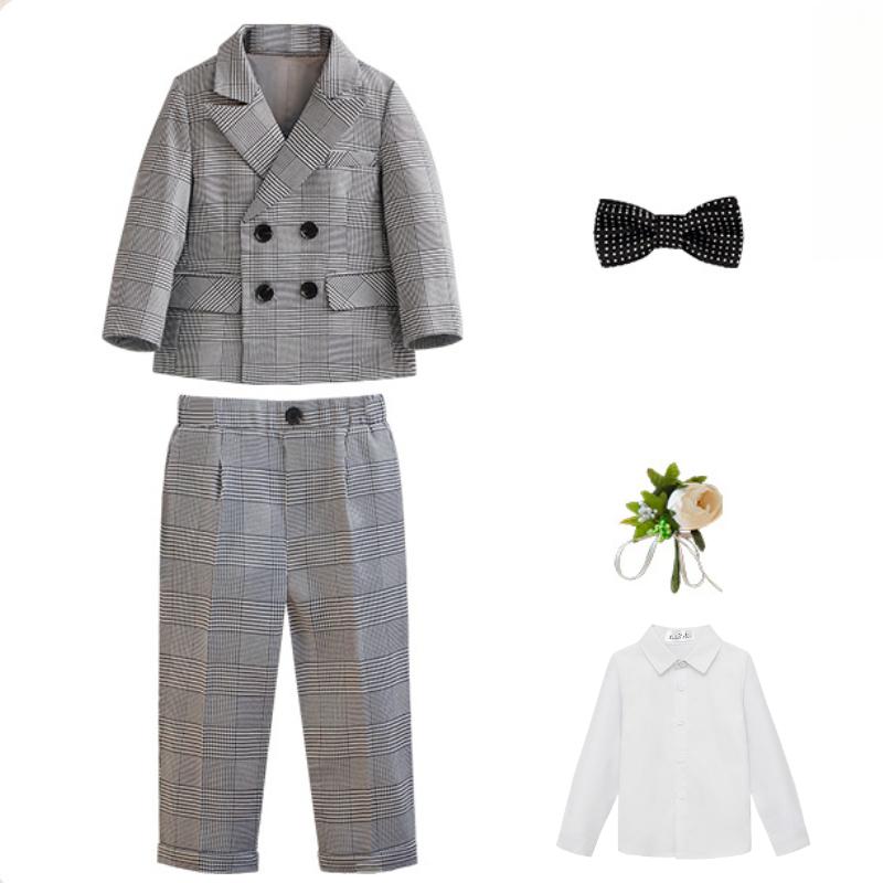 

Детский костюм, модный двубортный пиджак с пуговицами, формальный свадебный банкетный наряд для мальчика, детский костюм для игры на пианино 110cm