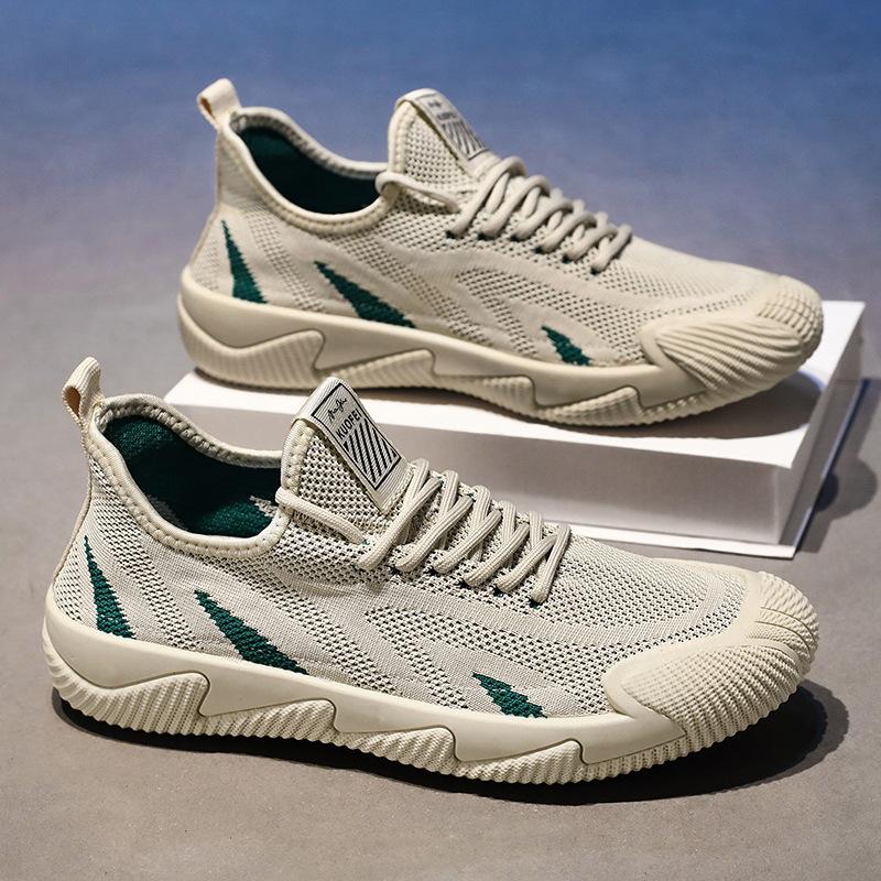 

Men s shoes 2025 spring new breathable sports casual net shoes versatile running soft-soled fly-woven lightweight men s trendy shoes 39