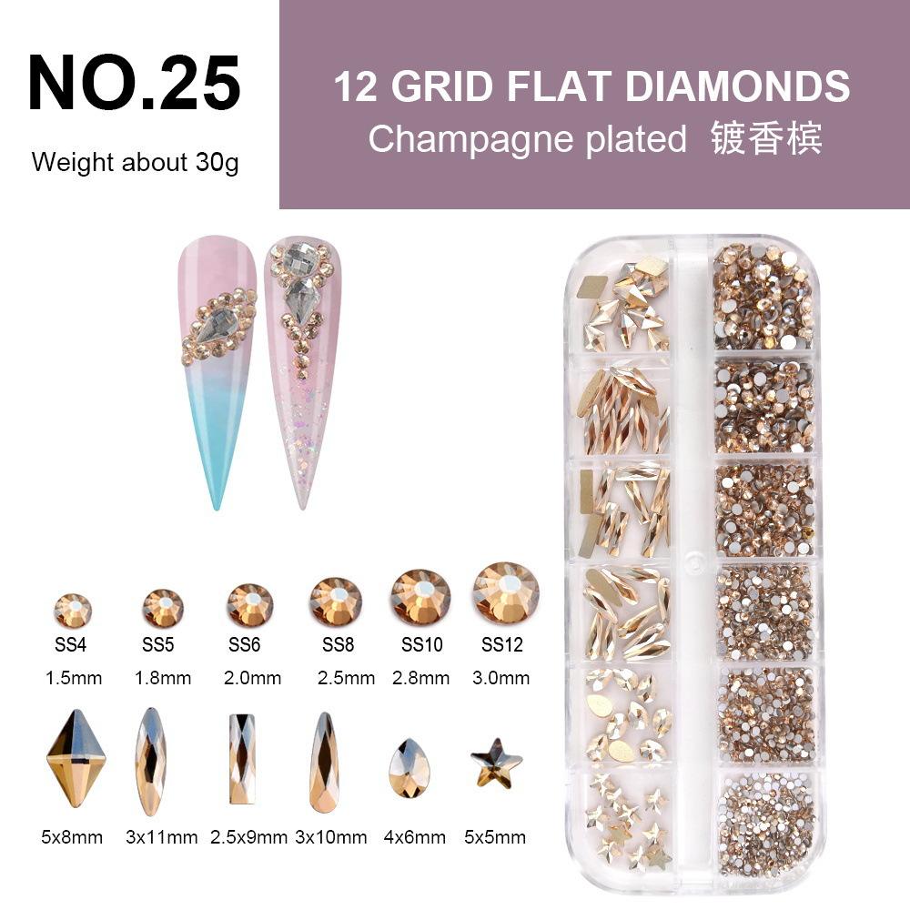 Electroplated Flat-Bottomed Nail Art Jewelry Glass Special-Shaped Rhinestone Set Nail Decoration Diy Jewelry Accessories