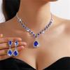 Colorful Crystal Water Drop Necklace & Earring Set for Women - Wedding & Party Jewelry (3 Pcs)
