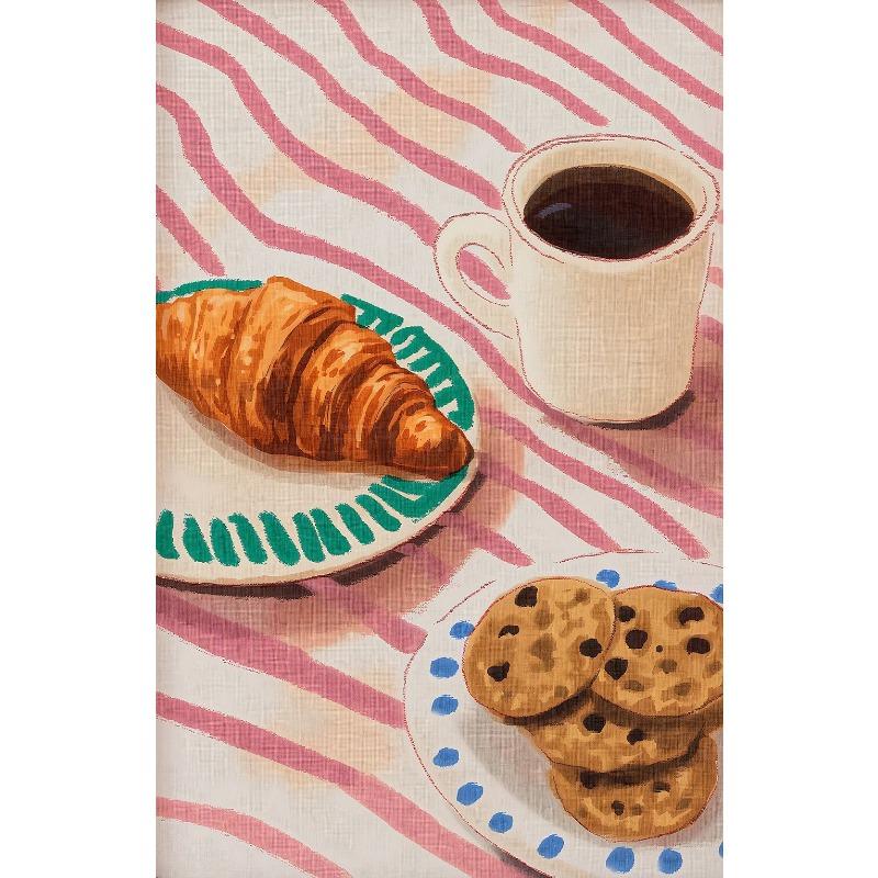 Coffee Shop City Bakery Illustration Croissants and Cookies Art Poster Canvas Painting Wall Print Picture for Kitchen Home Decor