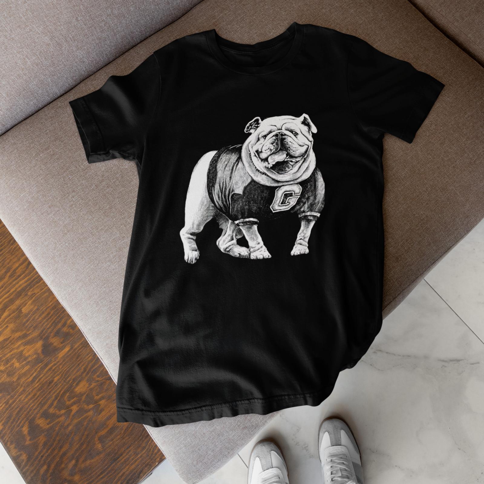 Vintage Bulldog Varsity Shirt Retro Dog Mascot Graphic Tee Unisex Gift L