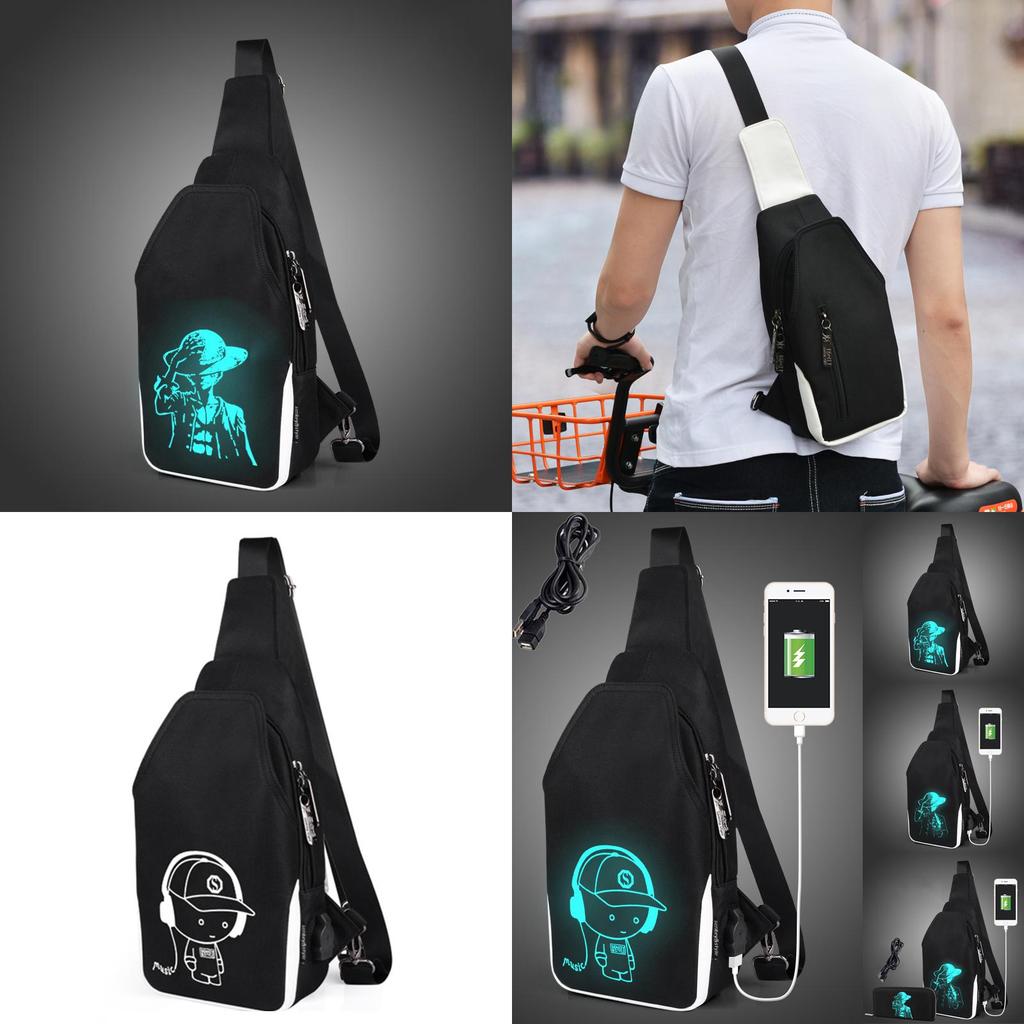 Stylish Luminous Outdoor Backpack With Usb Charging And Earphone Jack For School