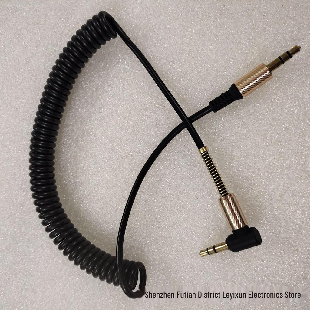 1,5m Einziehbares 3,5mm Klinke auf Klinke AUX Feder Audio-Kabel mit Winkel zu Geradem Stecker Design für Autoanschluss