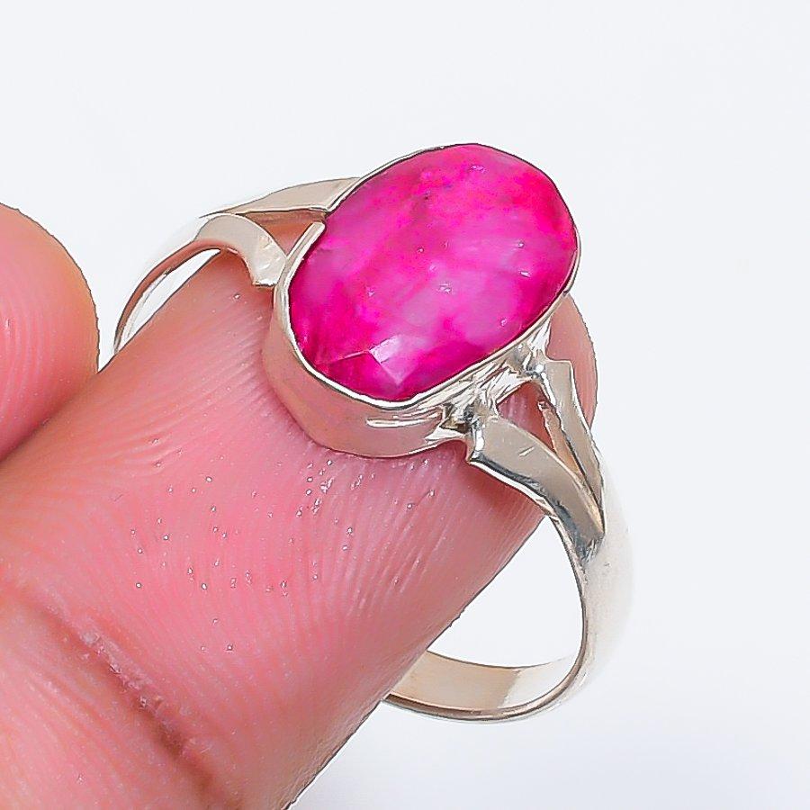 Natural Ruby(Simulated) Gemstone 925 Sterling Silver Jewelry Ring Size 10 ZS-1729