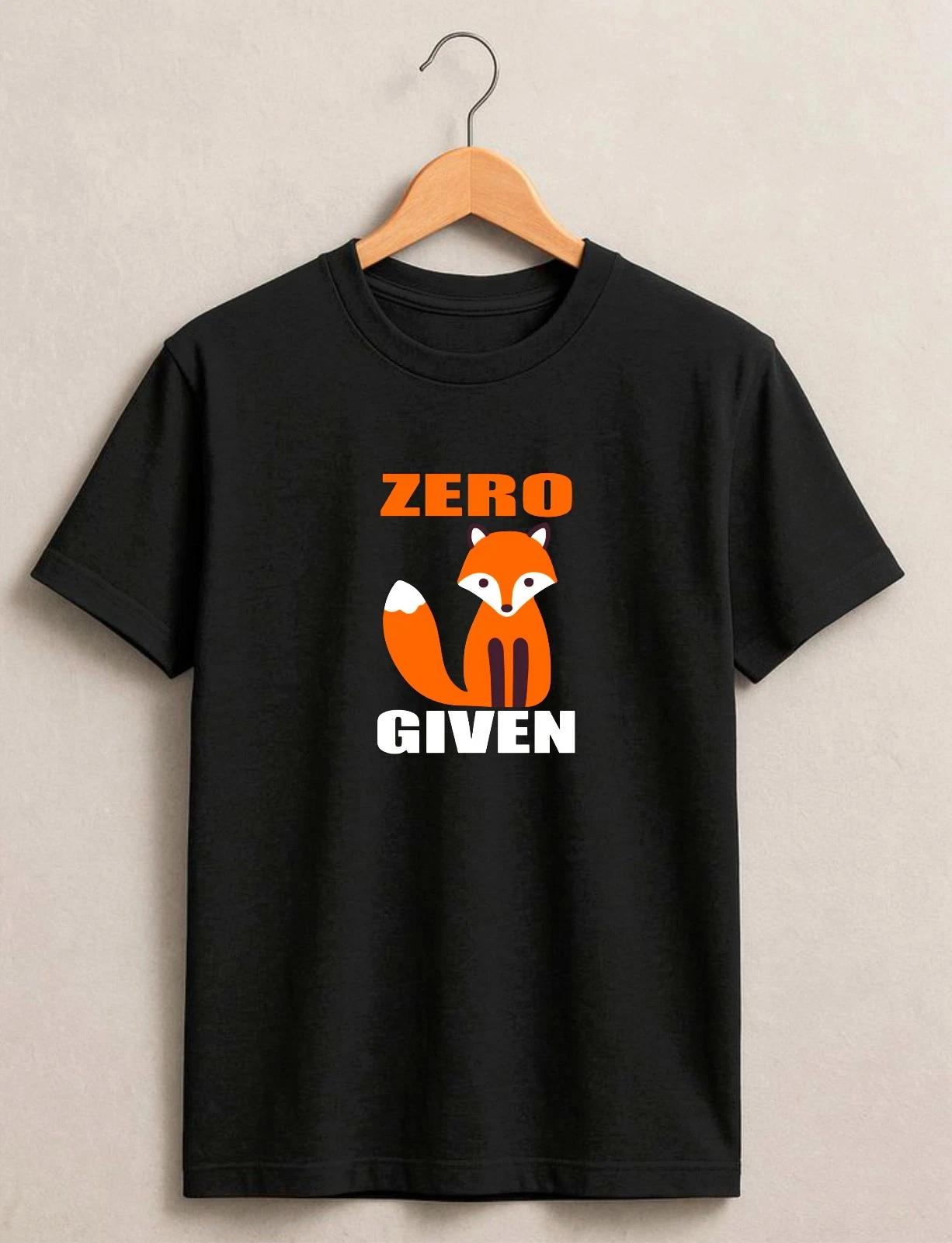 Zero Given Fox Funny T-Shirt, Cute Animal Graphic Unisex Humor Tee Top S