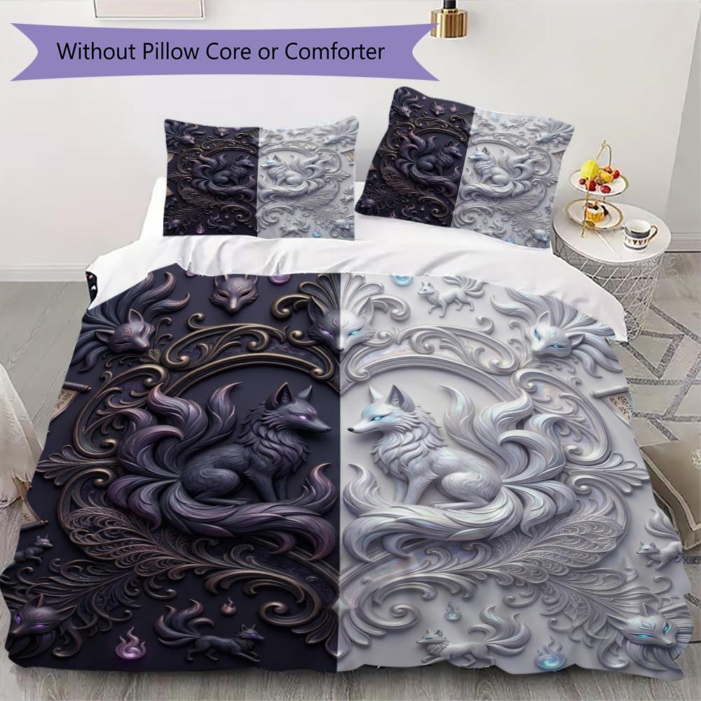 B&W Animals Pattern Bedding uilt Set uilt Cover Pillowcase Home Decoration Birthday Gift (1 * duvet cover + 2 * pillowcase without core)32