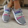 Fashion Colorful Strap Breathable Knitted Flats Women 2025 Summer Hollow Out Soft Bottom Mesh Slip On Casual Shoes Woman Plus Size