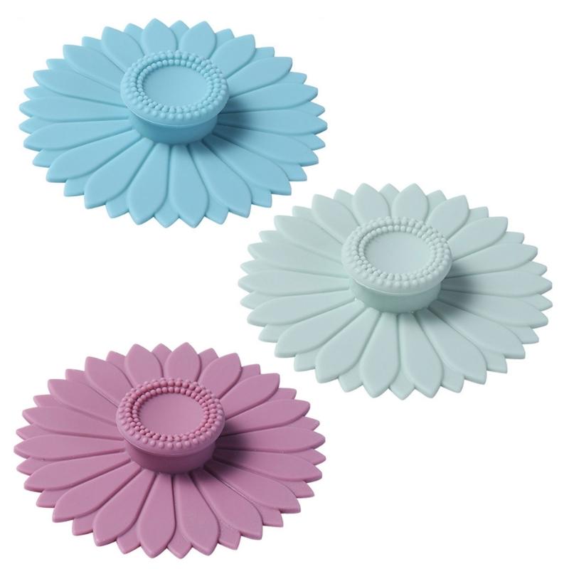 Sunflowers Silicones Cups Lid Dustproof Camping Cups Cover Leakproofs Hot Cups Lid Airtights Seal Lid for Coffees & Tea
