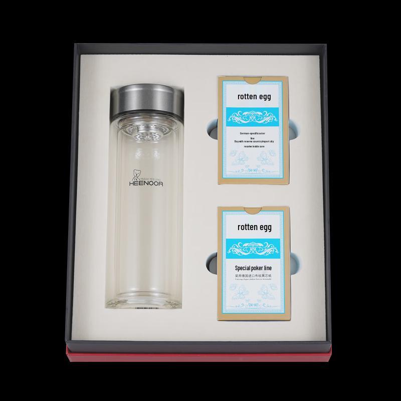 

Xeno Double-Layer Glass Cup & Poker Cards Gift Set