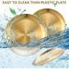 8-Pack Gold 20CM Stainless Steel Plates - Reusable, Camping & Daily Use Plates, Double Layer, Dessert Plates, Adult Plates