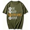 Eat Sleep Video Games Repeat Gaming Gamer Unisex Boys Teen Tshirt Funny Outdoors Summer High Quality Cotton Shortsleev Tees Top