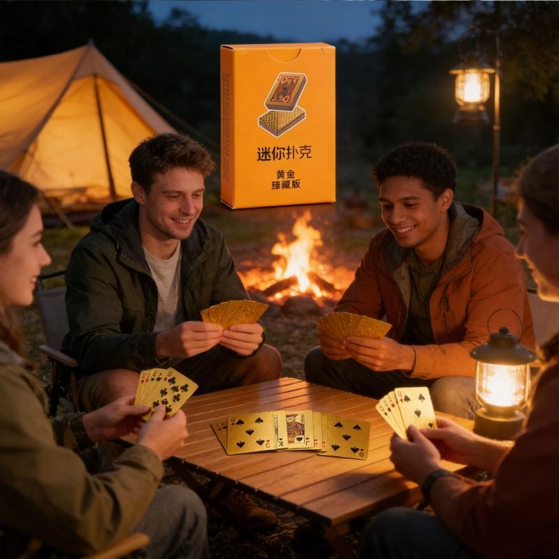 Golden Plastic Playing Cards Compact Size Outdoor Travel Party Playing Card Waterproof Game Card For Travel And Parties