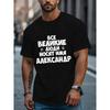 European Sizes Men's Crew Neck T - Shirt with Russian Text Print, Black Short Sleeve Casual T - Shirt for Urban Streetwear