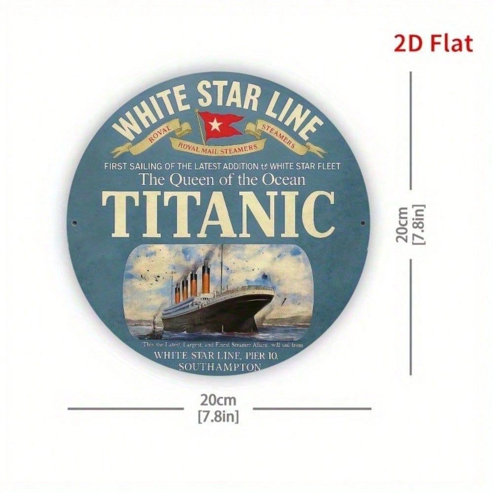 Vintage Weißes Sternenlinien Blechschild Retro Maritime Kneipe Wanddekoration