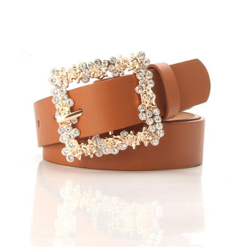 Elegant Alloy Gemstone Embellished Buckle Belt For Dresses In Versatile Colors