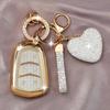 Compatible with Cadillac Key Fob Cover with Heart Keychain for Women, Compatible with 2015- Cadillac Escalade ESV ATS CTS STS SRX XT5 CT6 Smart