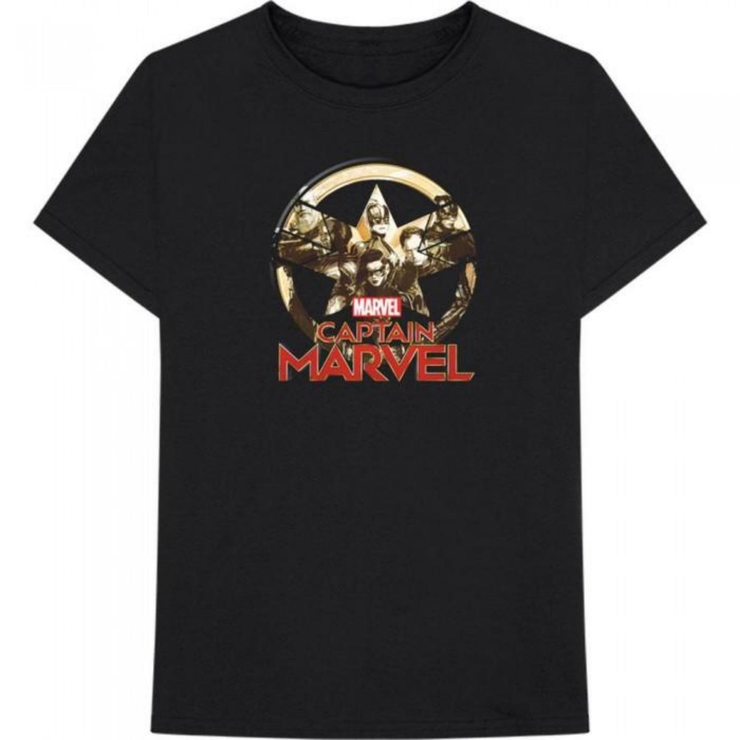 Captain Marvel Unisex Adult Star Cotton Logo T-Shirt S чёрный