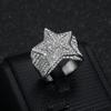 New Hip-Hop Trendy Fashion Light Luxury Ring Personality Domineering Titanium Steel Inlaid Diamond Five-Pointed Star Ring