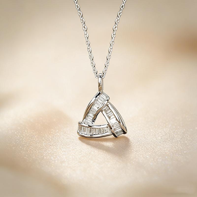 

Huitan Fashion Luxury Triangle Pendant Necklace for Women Shiny Cubic Zirconia Statement Daily Wear Neck Accessory Party Jewelry 41cm 5cm