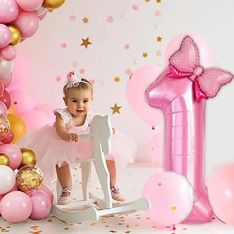 2 szt. Różowy balon foliowy z cyfrą 40 cali z uroczymi balonami w kształcie kokardki Dla Dzieci Dziewczynki Pierwsze Urodziny Dekoracje Upominki Artykuły