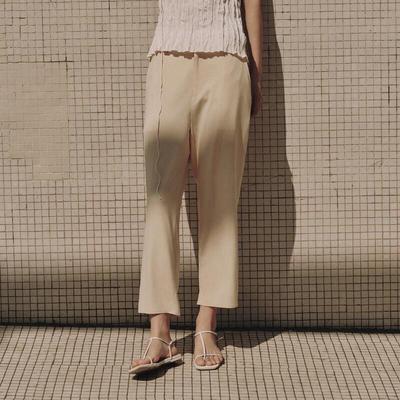 Silk Blend Tapered Cropped Pants
