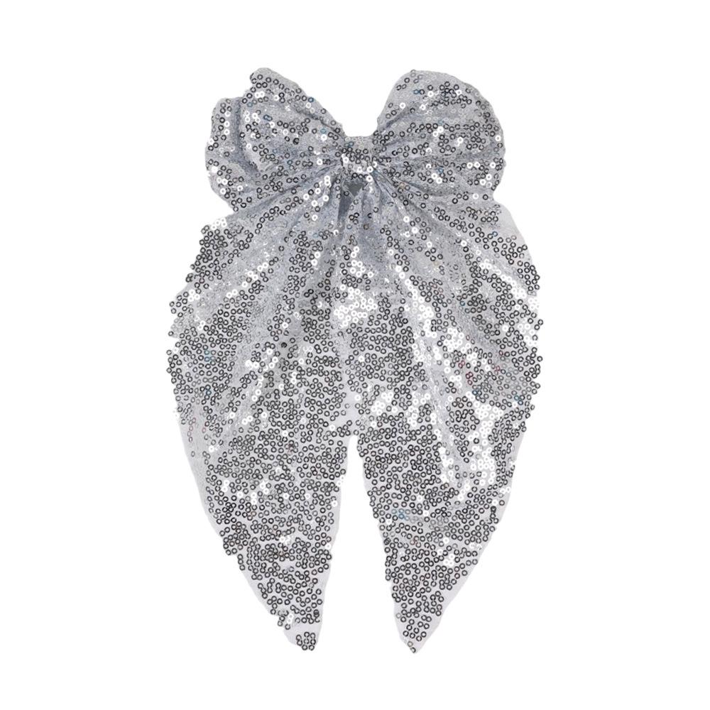 Nou Clip de păr cu fundă mare colorată cu paiete pentru modă feminină, panglică pentru coadă de cal, ac de păr, clip BB, accesorii de păr pentru fete