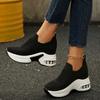 Inner Heightening Shoes Summer New Solid Color Fly-woven Breathable Mesh Air Cushion Platform Shoes Look Thin
