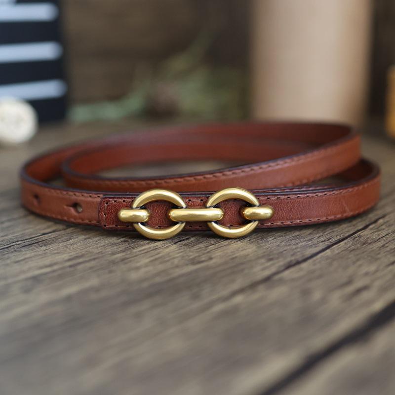 Women s Genuine Leather Thin Belt - Stylish, Versatile Waist Cincher for Dresses, Suits, and Coats