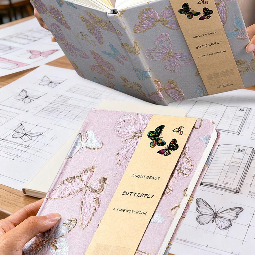 Stickerei Schmetterling Junk Journal 4-in-1 Innenseiten Notizblock Einfacher Planer Büro