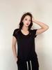 Women's Summer Cotton Crew Neck Short Sleeve Casual Elastic T-Shirt